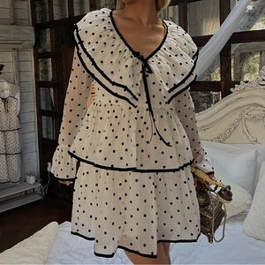 NWT Madeline Polka Dot Tiered Ruffle Mini Dress